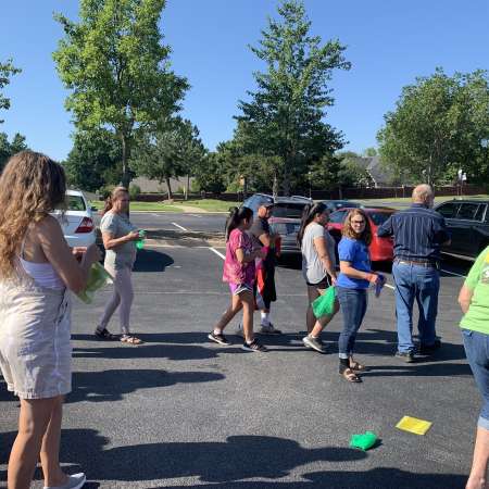 Scarf tossing activity.