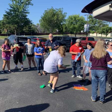 Scarf tossing activity.