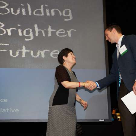 Stephen M. receiving certificate from Mentor Day 2017.