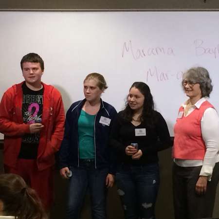 Jacob, Hope, Marisol receive their 4.00 GPA Owl Awards from Deborah Langley.