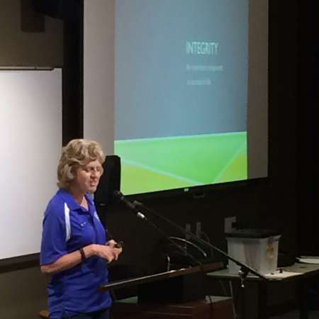 Karen Lowe gave a presentation to the group about the importance of having integrity as a student and as a person.