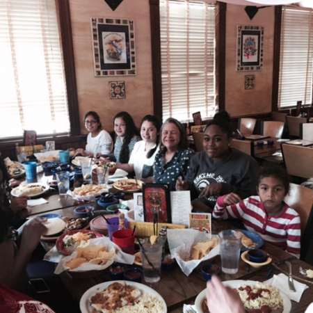 Jade, Marisol, Abril, and Mariana enjoy lunch at Mexico Joe's after the tour.